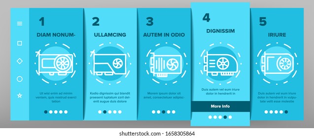 GPU video graphics card Onboarding Icons Set Vector. Illustrations
