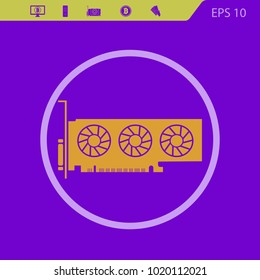 Gpu Videocard vector icon with three coolers. Flat design style.