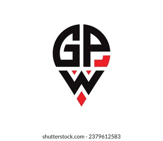 Diseño del logotipo de la forma de ubicación de la letra GPW. Diseño sencillo del logotipo de ubicación de letra GPW.