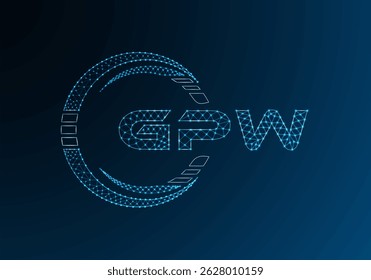 Diseño de Vector de logotipo de letra de polietileno baja GPW. GPW diseño de logotipo de poliéster inferior. Logotipo de poliéster bajo.