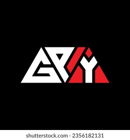 GPY triangle letter logo design with triangle shape. GPY triangle logo design monogram. GPY triangle vector logo template with red color. GPY triangular logo Simple, Elegant, and Luxurious design.