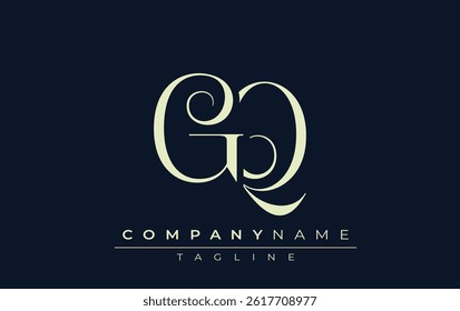 GQ abstract Logo. Elegantly Designed Minimalist Monogram Logo with Stylish Lettering. Sophisticated and sleek minimalist monogram showcasing unique lettering design.