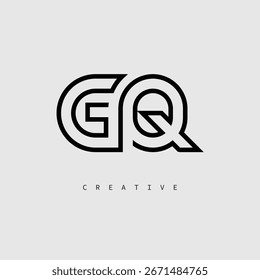 Logotipo de letra criativa GQ - Monograma de linha mínima em contorno preto para design de identidade de marca moderno.