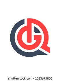 GQ or DG initial letter logo design template vector