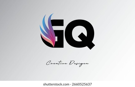 GQ Feather Gradient Logo – Monograma de ala elegante para marca moderna y diseño de identidad visual