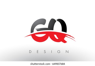 GQ G Q Brush Logo Letters Design with Red and Black Colors and Brush Letter Concept.