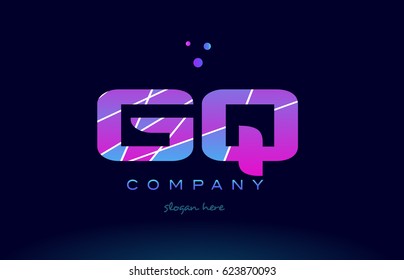 gq g q  creative color blue background pink purple magenta alphabet letter company logo vector icon