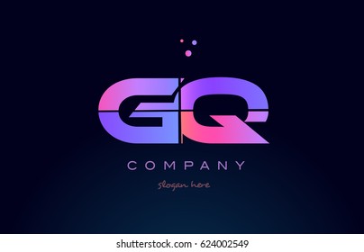 gq g q creative color blue background pink purple blue magenta alphabet letter company logo vector icon design