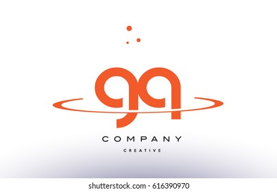 GQ G Q creative orange swoosh dots alphabet company letter logo design vector icon template