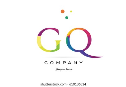 gq g q  creative rainbow colors colored alphabet company letter logo design vector icon template