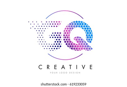 GQ G Q Pink Magenta Dotted Bubble Letter Logo Design. Dots Lettering Vector Illustration