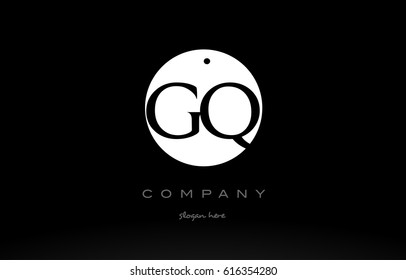 GQ G Q simple black white circle background alphabet company logo design vector icon template