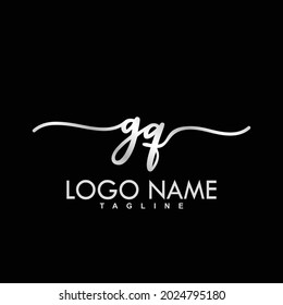 GQ Initial Handwriting Logo Design Vector