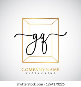 GQ Initial Handwriting logo template vector