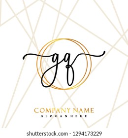 GQ Initial Handwriting logo template vector