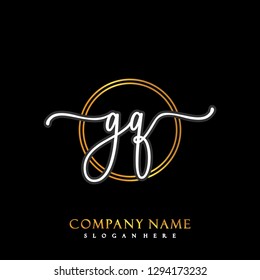 GQ Initial Handwriting logo template vector