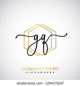 GQ Initial Handwriting logo template vector