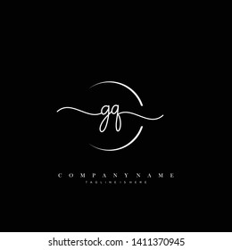 GQ initial handwriting logo template vector