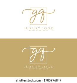 GQ Initial handwriting logo template vector