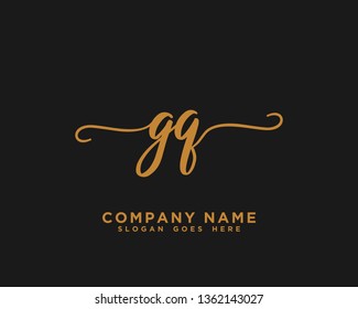 GQ Initial Handwriting Logo Vector