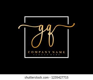 GQ Initial handwriting square minimalist logo vector
