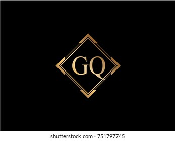 GQ initial letter diamond shape golden logo