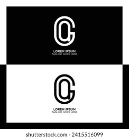 Logo de la carta inicial de GQ. Monograma de diseño de patrones de alfabetos G y Q