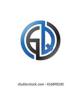 GQ initial letters loop linked circle logo blue black