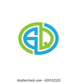 GQ initial letters looping linked ellipse logo blue green