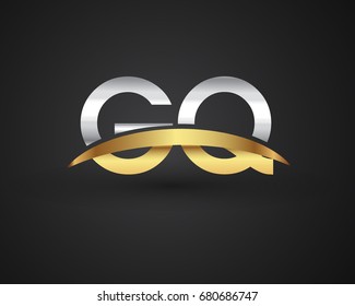 GQ initial logo company name colored gold and silver swoosh design. vector logo for business and company identity.
