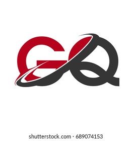 GQ initial logo company name colored red and black swoosh design, isolated on white background. vector logo for business and company identity.