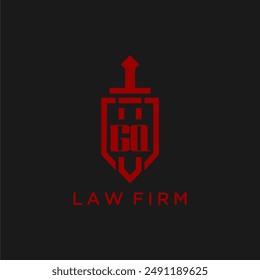 GQ initial monogram for law firm with sword and shield logo image