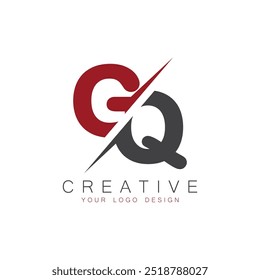 Monograma inicial GQ com letra logotipo criativo