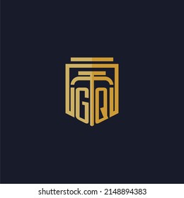 GQ initial monogram logo elegant with shield style design for wall mural lawfirm gaming