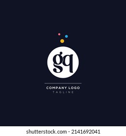 Letra GQ Diseño Monograma creativo con puntos de burbuja. Ilustración vectorial de un alfabeto colorido con burbujas.