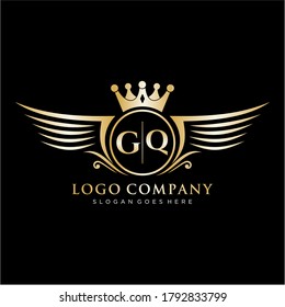 GQ Letter Initial with Royal Wing Logo Template.