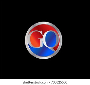 GQ Letter logo Design in a circle. Blue and silver colored


