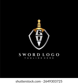 Monograma de luxo de letra GQ para imagem de estilo de escudo e espada