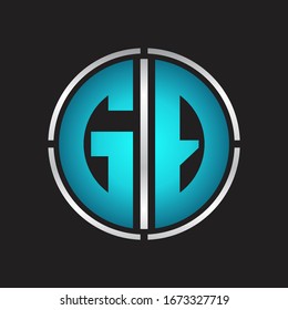 GQ Logo initial with circle line cut design template on blue colors