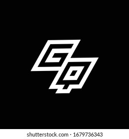 Monograma del logotipo GQ con una plantilla de diseño de espacio negativo de estilo hasta abajo aislada en fondo negro