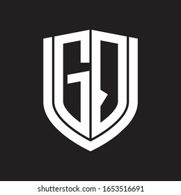 GQ Logo monogram with emblem shield design isolated on black background