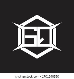 GQ Logo monogram with hexagon and four taper shape design template