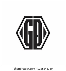 Monograma del logotipo GQ con plantilla de diseño redondeado de línea hexagonal sobre fondo blanco