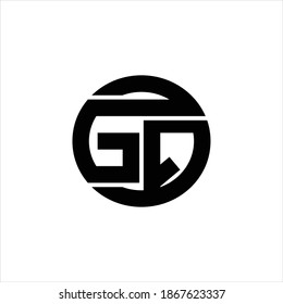 GQ Logo monogram with rounded line swipe design template on white background