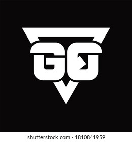 GQ Logo monogram with triangle shape rounded design template on black background