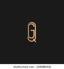 GQ or QG logo vector. Initial letter logo, golden text on black background