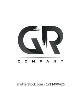 Vector de diseño del logotipo de la letra del pincel GR