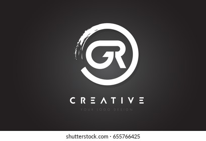 GR Circular Letter Logo with Circle Brush Design and Black Background.