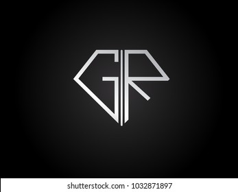 GR diamond shape silver color design