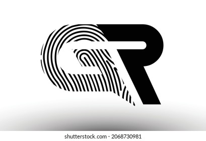 GR Fingerprint Zebra Letter Logo Design. GR Logo with fingerprint Creative Icon Vector Illustration